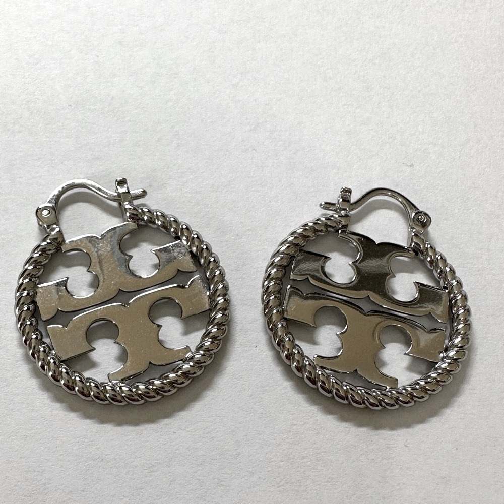 Tori Burch Rope Logo Hoop Earrings